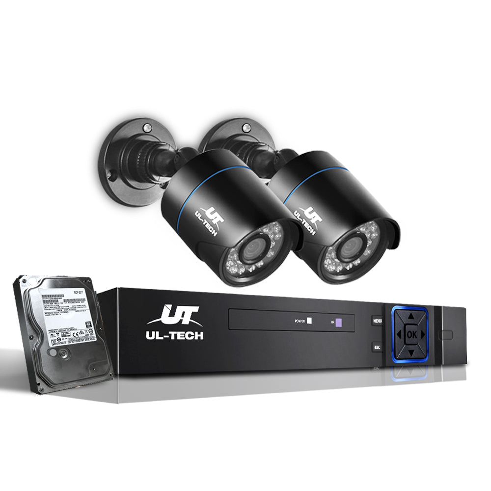 UL-Tech CCTV Security System 4CH DVR 2 Cameras 2TB Hard Drive