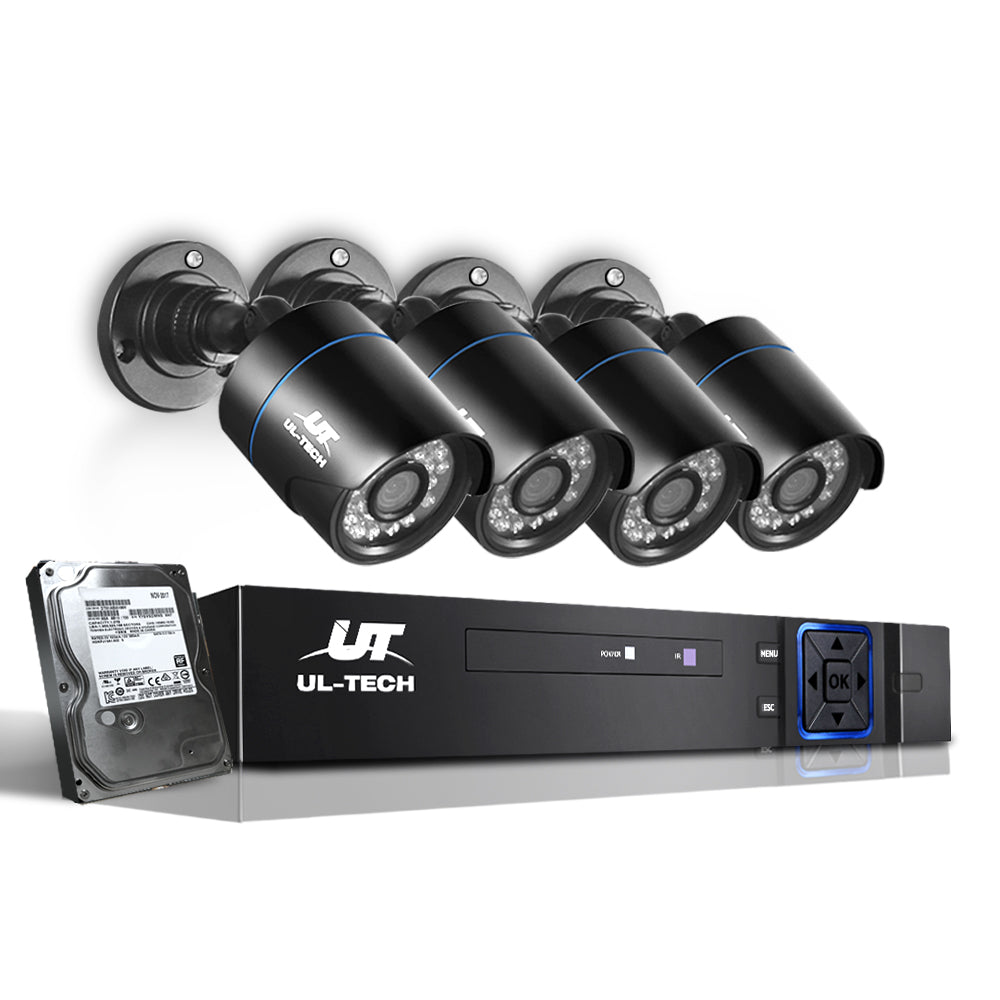 UL-Tech CCTV Security System 4CH DVR 4 Cameras 2TB Hard Drive