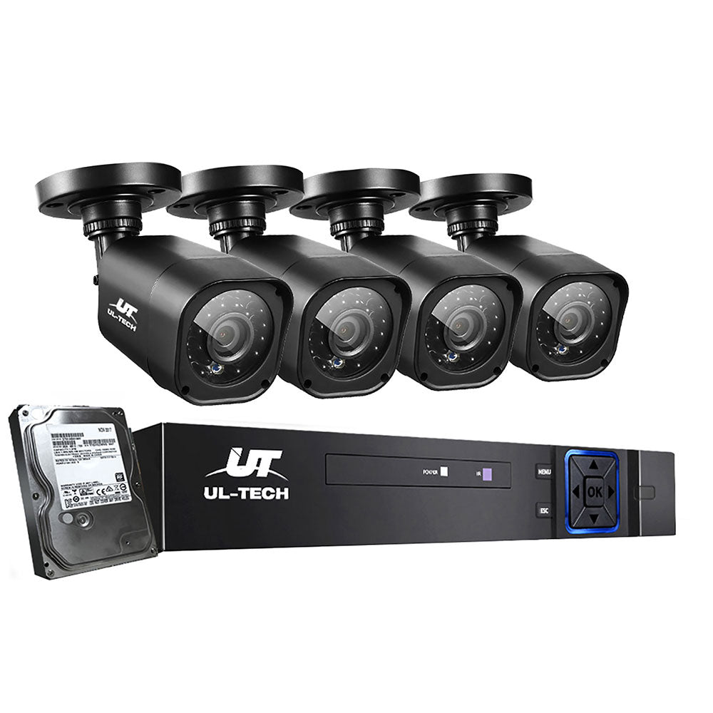 UL-Tech CCTV Security System 4CH DVR 4 Cameras 1TB Hard Drive