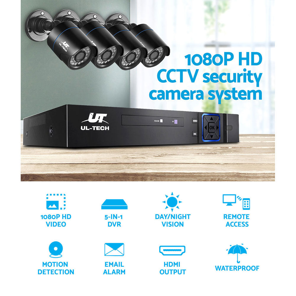 UL-Tech CCTV Security System 8CH DVR 4 Cameras