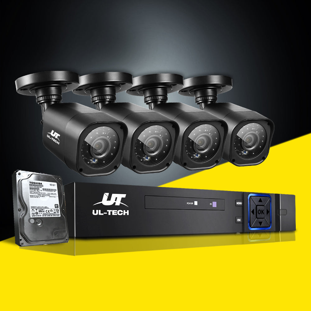 UL-Tech CCTV Security System 8CH DVR 4 Cameras 1TB Hard Drive