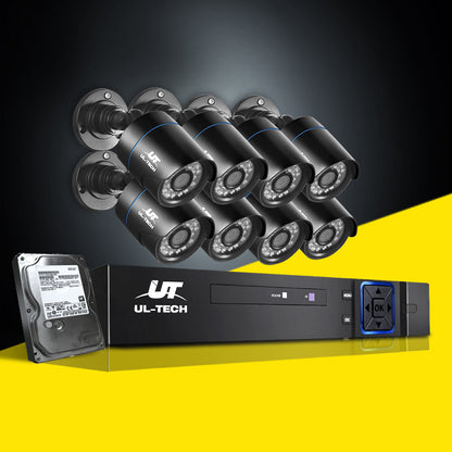 UL-Tech CCTV Security System 8CH DVR 8 Cameras 2TB Hard Drive