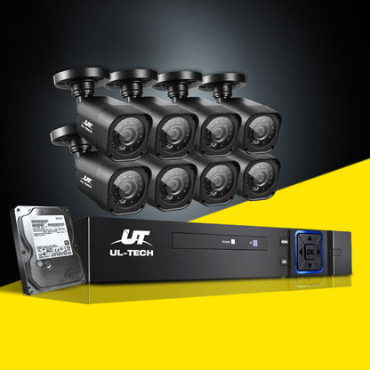 UL-Tech CCTV Security System 8CH DVR 8 Cameras 1TB Hard Drive