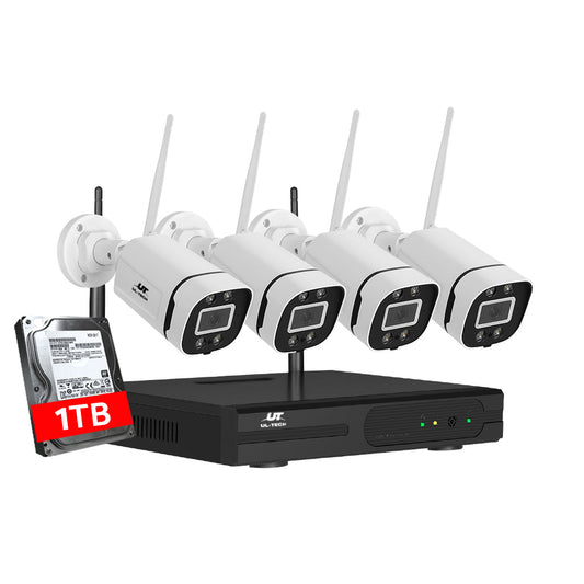 UL-Tech Wireless CCTV Security System 8CH NVR 3MP 4 Square Cameras 1TB