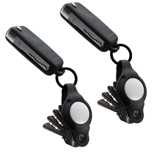 KeySmart Air Flex - Compact Key Holder for Apple AirTag - Black - 2 Pack