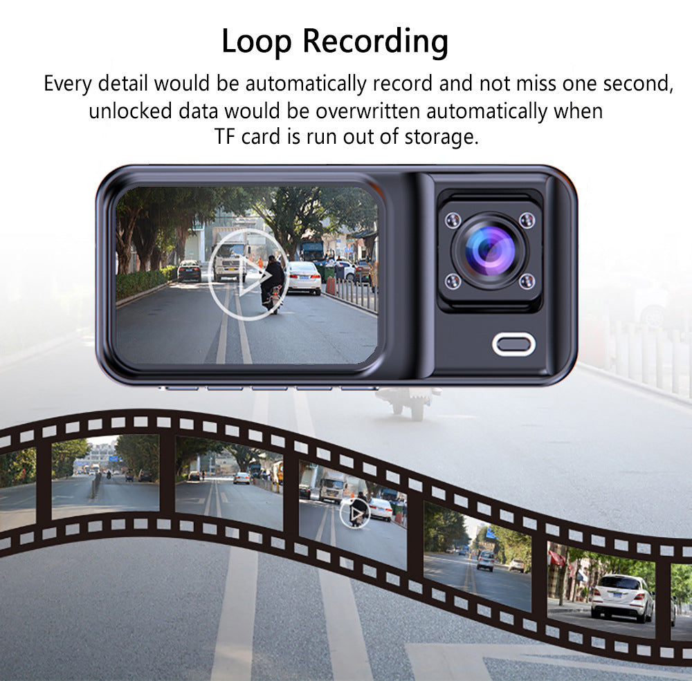 1080P Triple Lens Dash Cam Front, Rear and Cabin