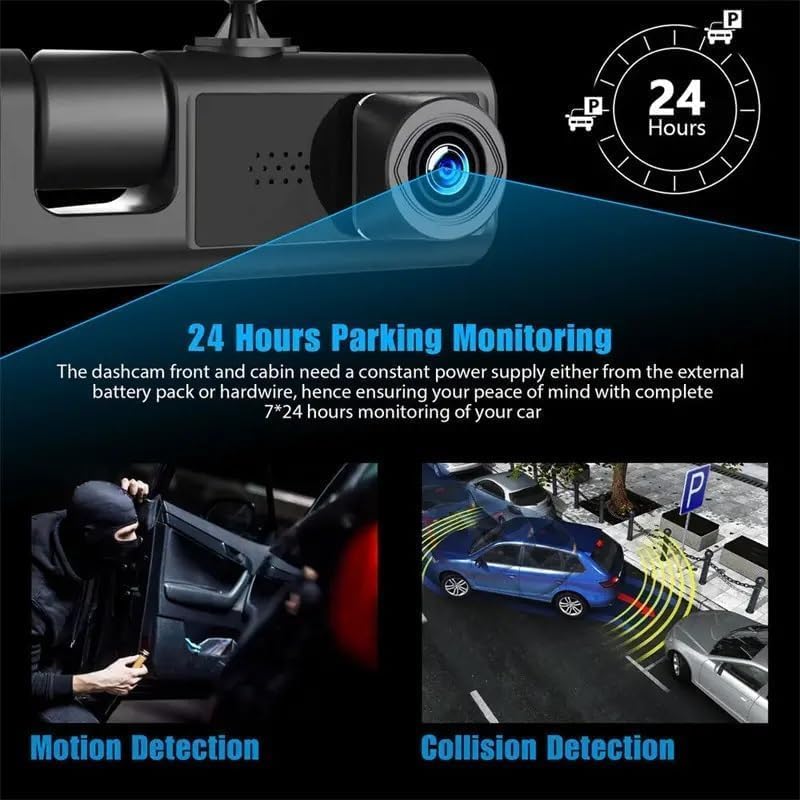 1080P Dash Camera WiFi 3 Way Cams with 32GB Card